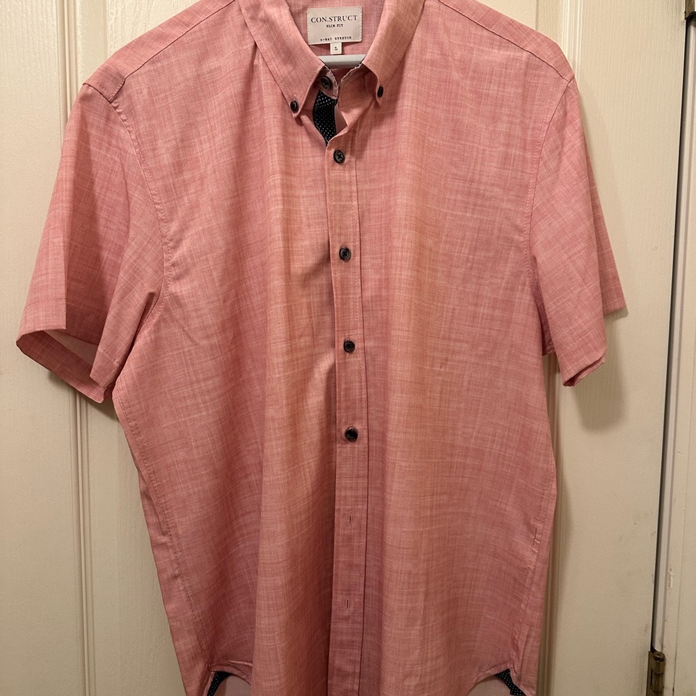 CONSTRUCT Men's Casual Pink Button Down Shirt